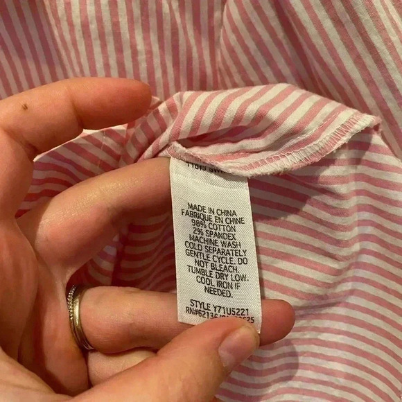 GUESS VINTAGE PINK STRIPE BUTTON DOWN BLOUSE SIZE XL - Picture 2 of 7